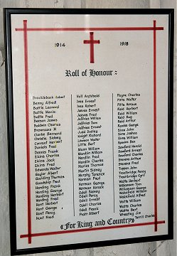 The Roll of Honour for WWI in St. Edmund's Church, Blunham