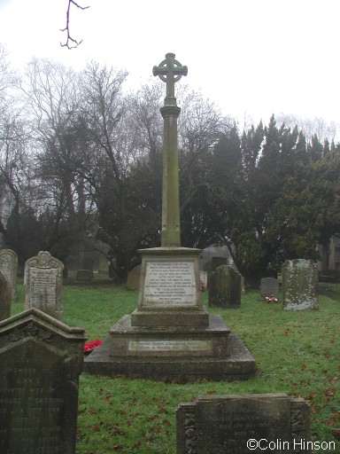 The 1914-1919 and 1939 to 1945 War Memorial in the churchyard at Muston.