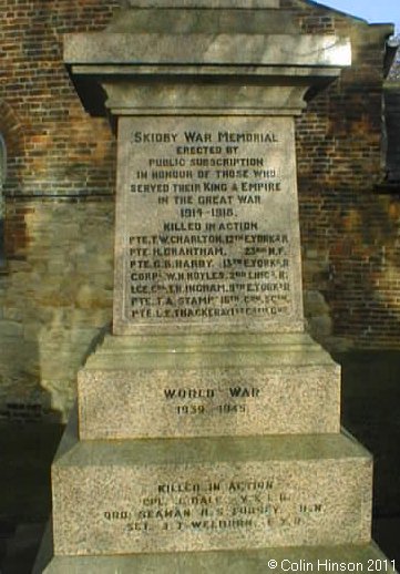 The 1914-18 and 1939-45 War Memorial at Skidby.