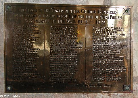 The Roll of Honour in St. Helen's Church, Skipwith.