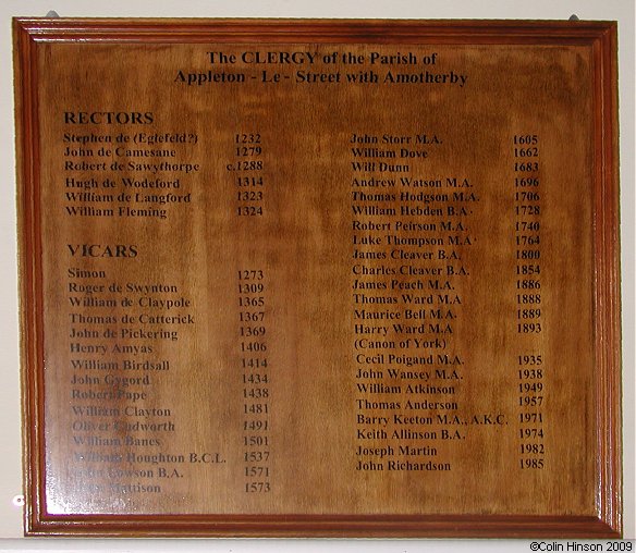 The List of Incumbents in St. Helen's Church, Amotherby.