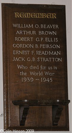 The World War II Memorial Plaque in St. Mary's Church, Goathland.