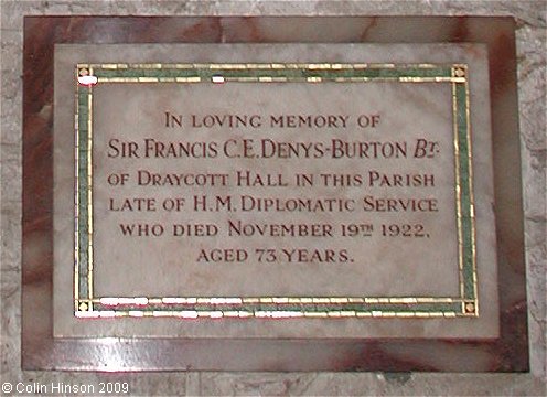 The Monument to Sir Francis Denys-Burton in St. Andrew's Church, Grinton.