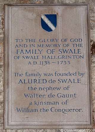 The Monument to the Swale family in St. Andrew's Church, Grinton.