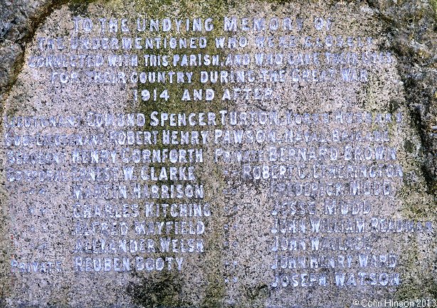 The World War I Memorial in St Cuthbert's churchyard, Kildale.