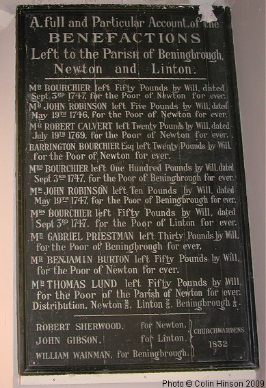 The an account of the Benefactions in All Saints Church, Newton on Ouse.