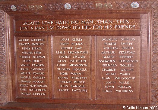 The World War II Roll of Honour in All Saints Church, Northallerton.
