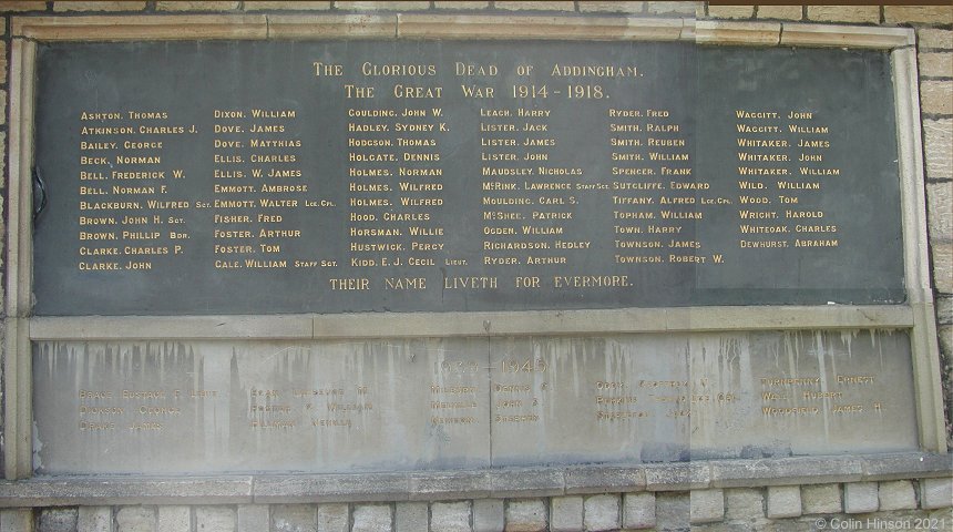 The World War I and II Memorial at Addingham.