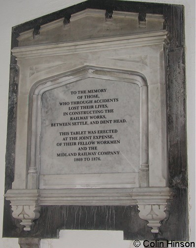 The the memorial plaque to the Railway workers inside the church at Chapel le Dale.