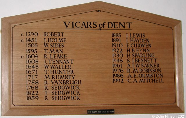The List of Vicars of St. Andrews's Church, Dent.