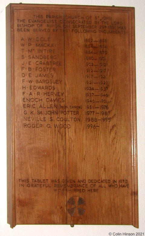 The List of Incumbents of St. John's Church, Langcliffe.