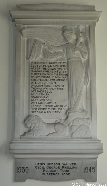 The World War I Memorial Plaque in Christ Church, Lothersdale.