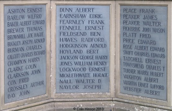 The War Memorial next to St. John's church, Penistone.